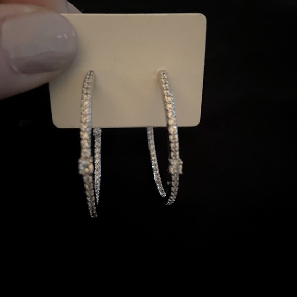 Cubic Zirconia hoop earrings for ladies - Picture 2 of 5